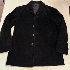 Ted Baker Men's Black Velvet Car Coat| Pea Coat| Utilitarian| Sz L